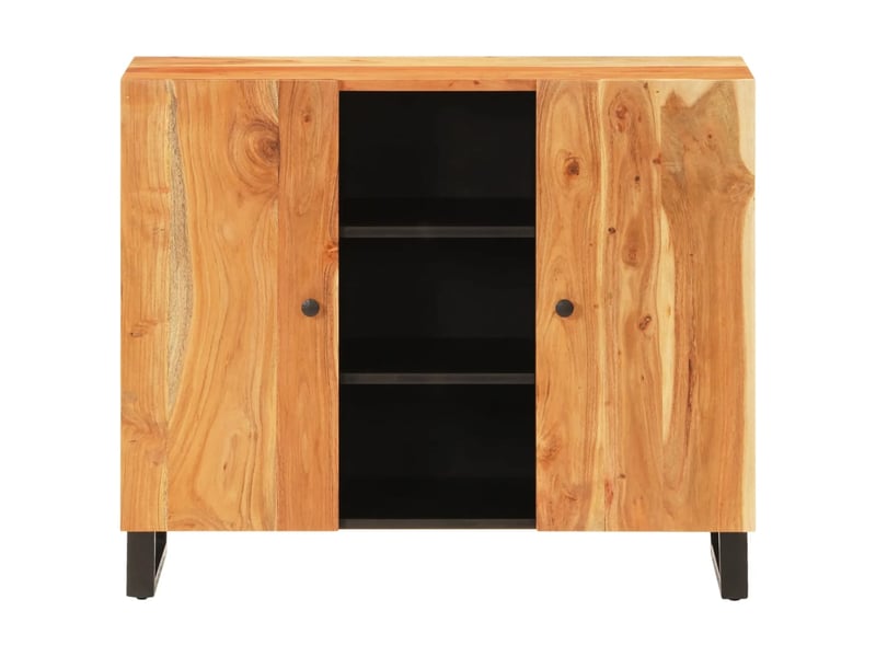  Buffet - bahut - meuble de rangement avec 2 portes 90x33x75 cm bois massif d'acacia  - Conforama C