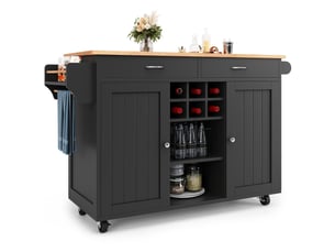 Îlot de cuisine - moderne - noir - mdf et métal - rangement flexible