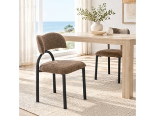 Chaises de salle à manger lot de 2 avec dossier rembourré  - piètement métal, tissu marron