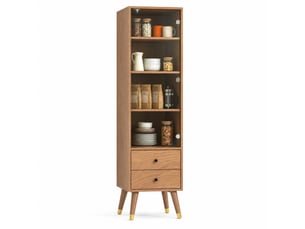 Vitrine coloris marron 3 étagère(s) OKMYHOME - 39.8 cmx160 cm