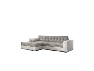 Canapé d'angle convertible conforto 4 places gris et blanc – angle gauche
