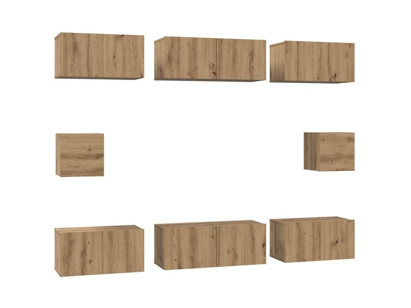  Ensemble meuble tv - banc tv - meuble de rangement 8 pcs chêne artisanal bois d'ingénierie  - Conforama A