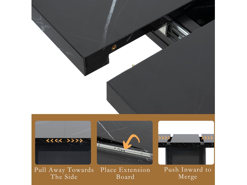  Table extensible avec meuble de rangement vitré et étagère ajustable, en mdf et acier, noir, 120 × 80 × 76 cm  - Conforama E
