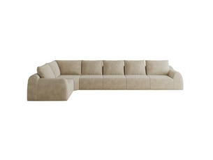 Canapé d'angle compressé gauche fixe <strong>MIVRAY </strong> <strong></strong> 6 places Tissu kaki