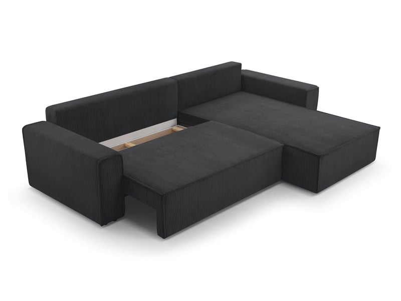  Canapé d’angle en velours côtelé gris foncé cedria – 287 cm CedriaMini - Conforama D