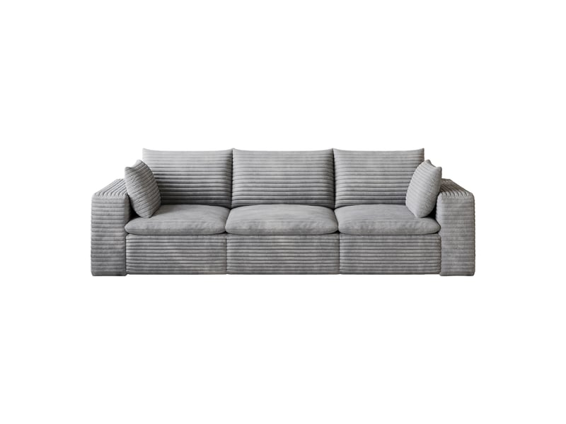 Canapé nuage velours côtelé gris foncé 260 cm, canapé 4 places déhoussable sans montage pour salon - Conforama A