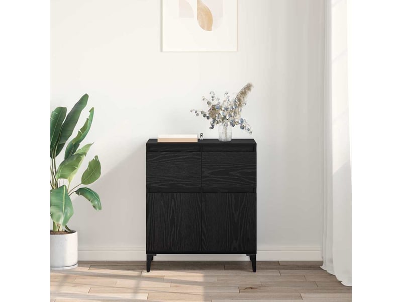  Buffet - bahut - meuble de rangement chêne noir 60 x 35 x 70 cm bois d'ingénierie et fer  - Conforama D