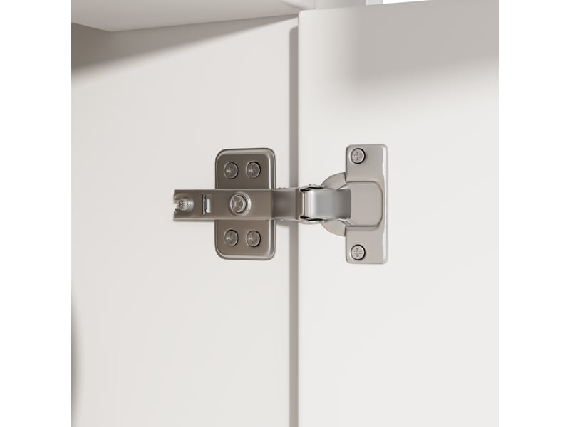 Buffet de cuisine blanc 167x120 cm, meuble haut avec portes vitrées coulissantes et éclairage led intégré pour cuisine moderne - Conforama W