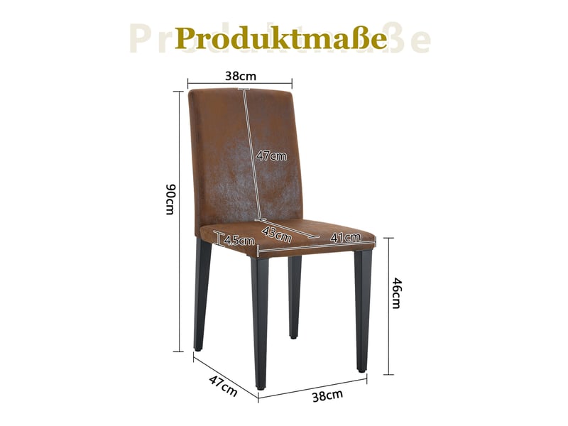  Lot de 2 chaises de salle à manger en tissu technique marron et métal noir  - Conforama E