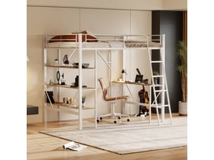 Lit mezzanine 90x200 cm <strong>ZOVIRA</strong>  <strong></strong> coloris blanc