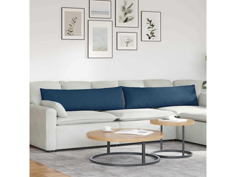  Lot de 2 coussins de canapé, coussins décoratifs tissu bleu 145 x 40 cm cf58773  - Conforama B