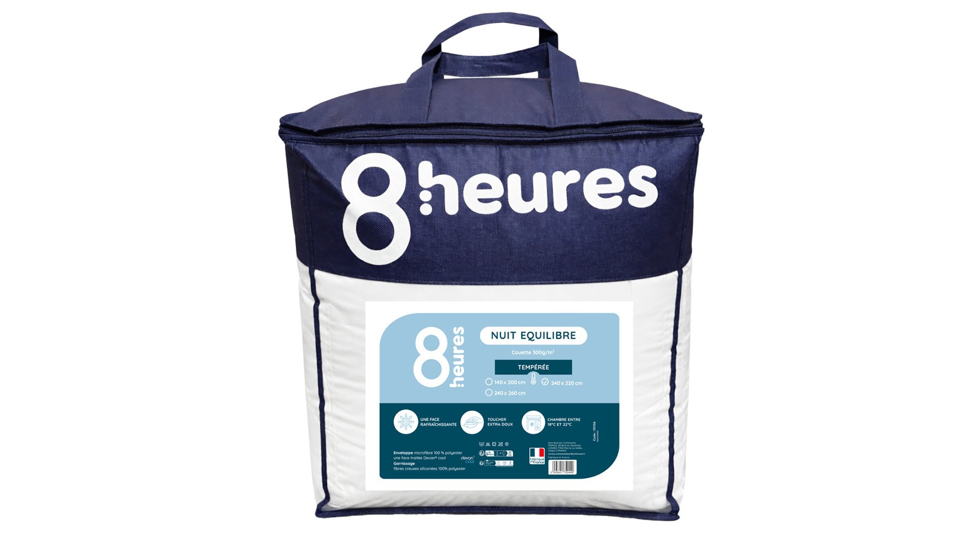 8 HEURES Couette 240x260 cm NUIT EQUILIBRE blanc Conforama