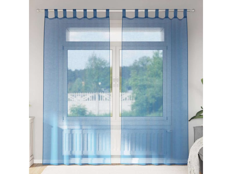  Lot de 2 rideaux en voile, voilages avec passe-tringles bleu royal cf44461  - Conforama B