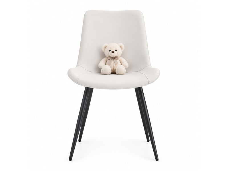  Lot de 4 chaises de salle à manger 42x47x83 cm, chaise cuisine, assise confortable, dossier ergonomique, métal+pu, blanc+noir  - Conforama A