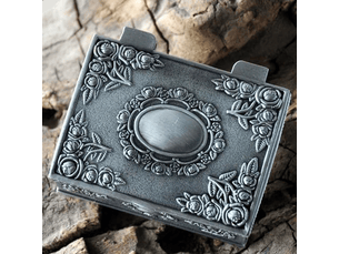 Boîte à bijoux rétro, boîte à bibelots, en alliage de zinc, étui à bijoux, boîte à bijoux 6,4 x 5,4 x 3,2 cm, argent antique.