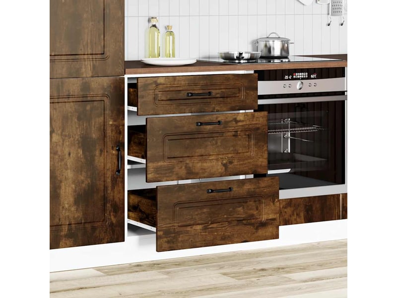 Meuble de rangement, armoire de cuisine kalmar chêne fumé bois d'ingénierie shl125  - Conforama C