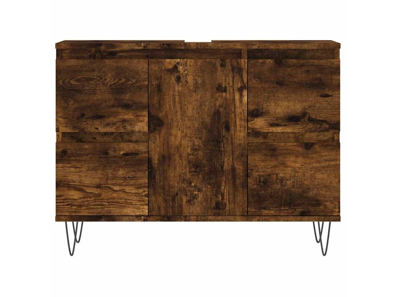  Meuble salle de bain rangement, commode chêne fumé 80x33x60cm bois d'ingénierie shl6403  - Conforama D