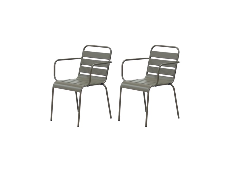 Lot de 2 chaises de jardin en métal taupe avec accoudoirs - baca - Conforama B