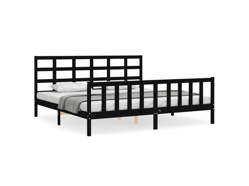  Lit double- lit adulte -  cadre de lit sans matelas noir 200x200 cm bois massif de pin  - Conforama A