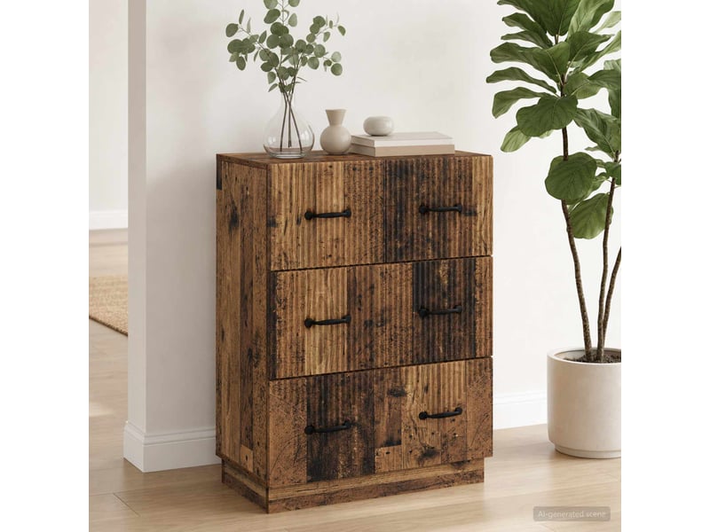  Armoire de rangement bureau, armoire à tiroirs bois ancien 66 x 34,5 x 87 cm  - Conforama B