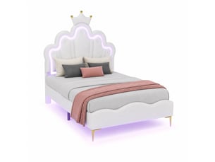 Lit simple 90x200 cm MEUBLIV   coloris blanc