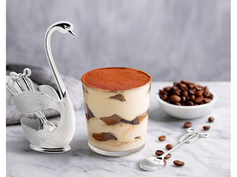  Couverts à café 6 pièces, ensemble de cuillères à dessert avec support décoratif, cuillère à café pour cuillère à cafédessertcrème glacée  - Conforama D
