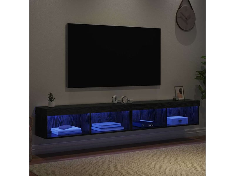  Ensemble meuble tv - banc tv - meuble de rangement 2 pcs chêne noir bois d'ingénierie  - Conforama E