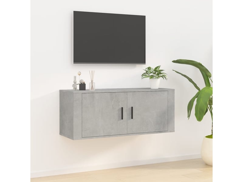  Meuble tv - banc tv - meuble de rangement mural gris béton 100x34,5x40 cm  - Conforama B