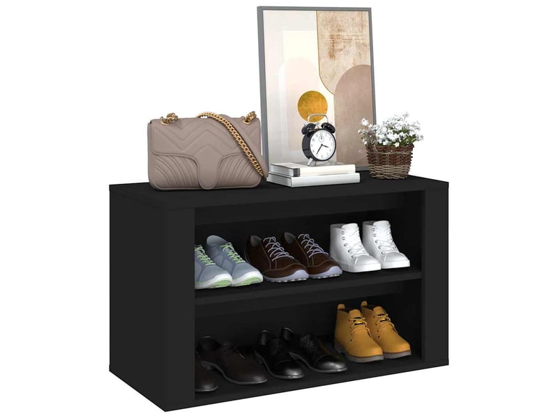  Meuble à chaussures, étagère à chaussures noir 75x35x45 cm bois d'ingénierie  - Conforama D