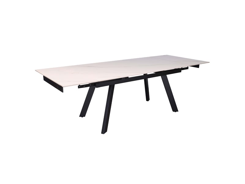 Hera - table extensible en pierre frittée blanc pieds en métal noir 160-240 cm HERA-BLA - Conforama A