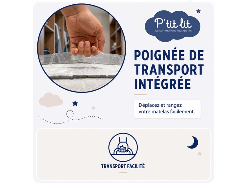  P'tit lit - housse protection matelas bébé 60x120 cm - protection totale imperméable - sac déménagement - stockage - fermeture éclair - ép. Jusqu'à 12 cm  - Conforama D