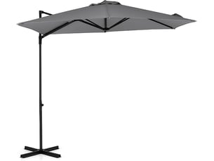 Parasol déporté hexagonale à pied, hauteur 240 cm | pivotant à 360°, manivelle, toile inclinable à double couche, parasol de jardin extérieur