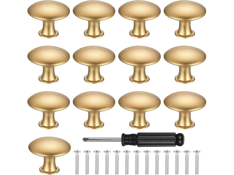  Lot de 13 boutons de meuble ronds vintage, 30 mm, dorés, avec tournevis, pour commode, armoire et tiroir  - Conforama A