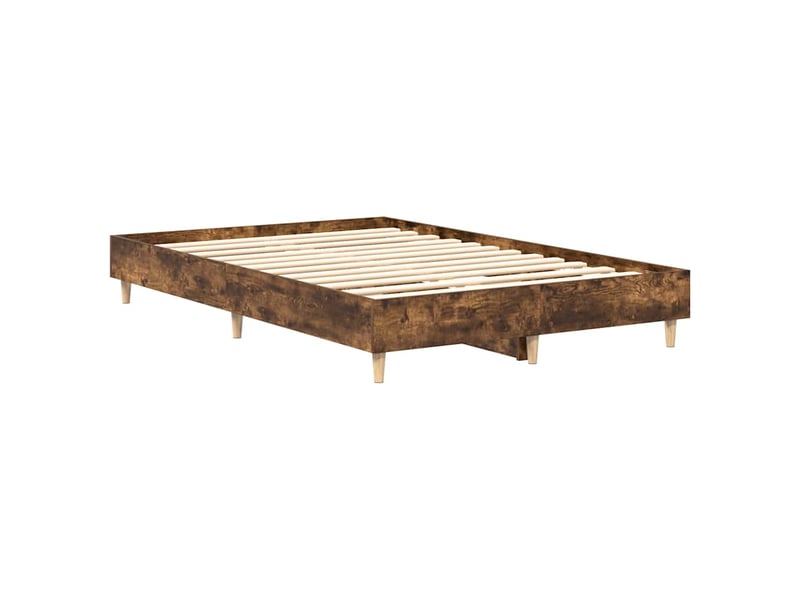  Lit double- lit adulte -  cadre de lit sans matelas chêne fumé 135x190 cm bois ingénierie  - Conforama C