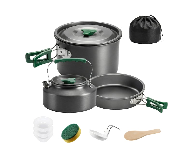  Kit de casseroles camping 11 pcs cuisine de camping compact gris  - Conforama B