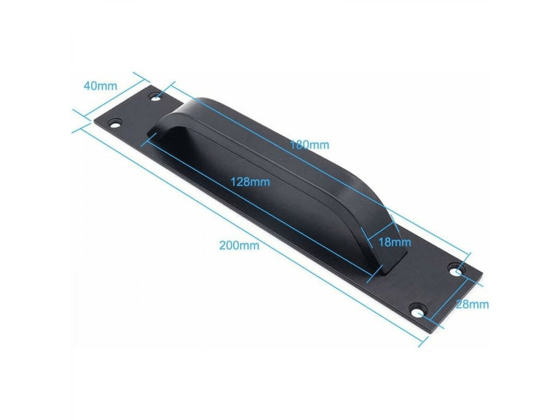  2 poignées de porte coulissante en alliage d'aluminium pour portes coupe-feu, de 20 cm x 4 cm, couleur noire  - Conforama C