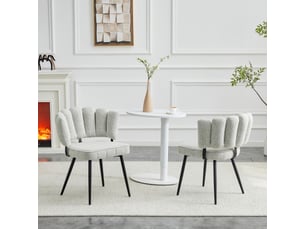 Ensemble de 2 chaises de salle à manger européennes – dossier floral, velours gris clair, pieds noirs, 80 cm