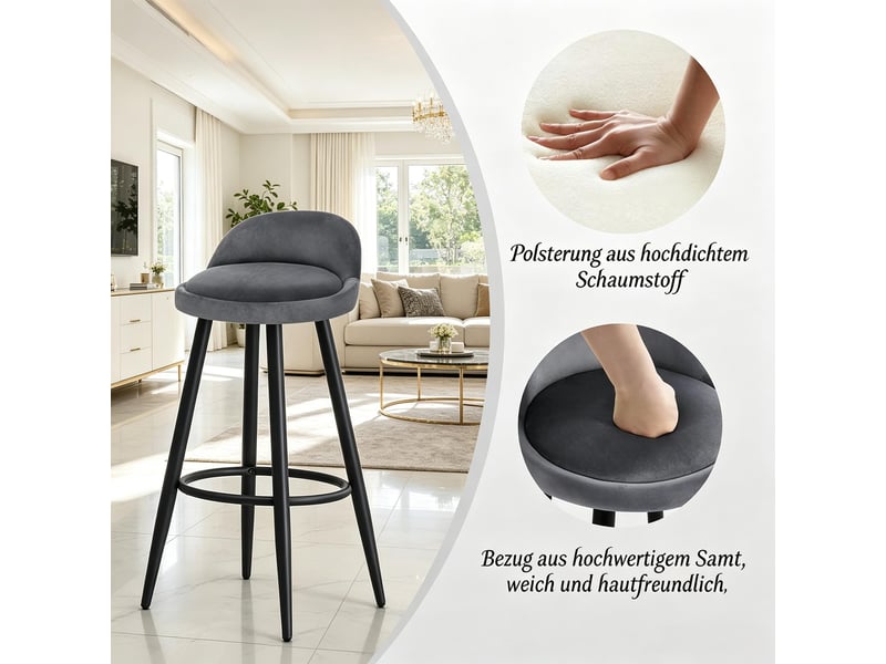  Tabouret de bar élégance 1 pièce, chaise moderne confortable, siège de table et salle à manger  - Conforama B