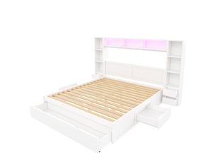 Lit avec rangement 140x200 cm   IKSETERA TRADING LTD coloris blanc