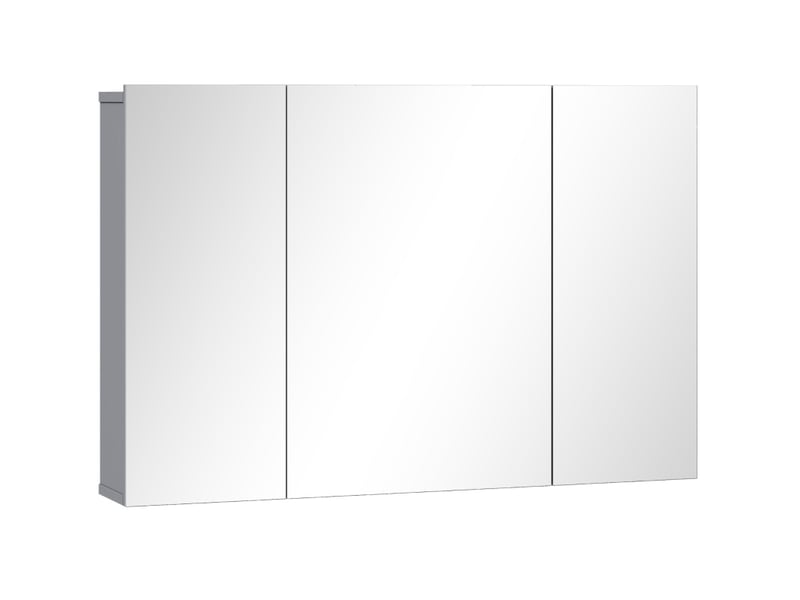  Armoire de toilette murale 90x15x60 cm, 3 portes miroir, mdf, gris  - Conforama A