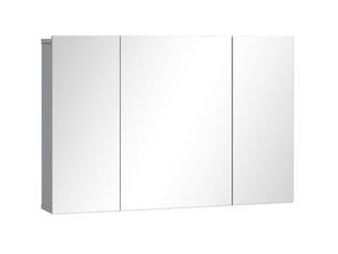 Armoire de toilette murale 90x15x60 cm, 3 portes miroir, mdf, gris
