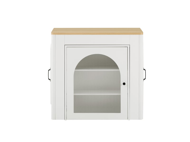 Bar conception d'épissure 80x39.6-79,6-119,6-149,6x77 - 3 plateaux, roulettes, prises usb, mdf+verre, blancbois  - Conforama A