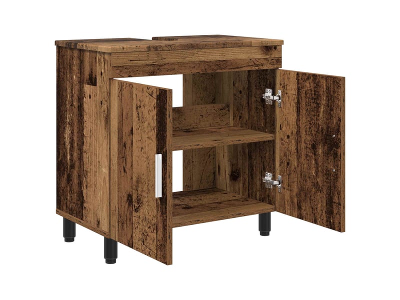  Unité de vanité de salle de bain, meuble de rangement bois ancien 60x35x60 cm shl4867  - Conforama D