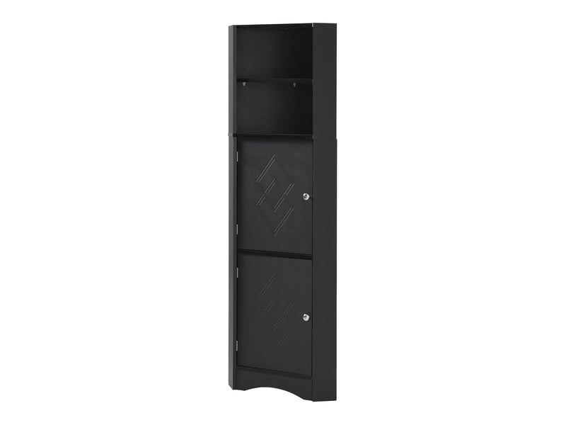  Colonne sdb 36,5x10x155 cm, meuble d'angle avec rangement, étagère réglable et portes, aggloméré, noir  - Conforama A
