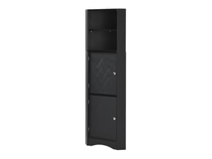 Colonne sdb 36,5x10x155 cm, meuble d'angle avec rangement, étagère réglable et portes, aggloméré, noir