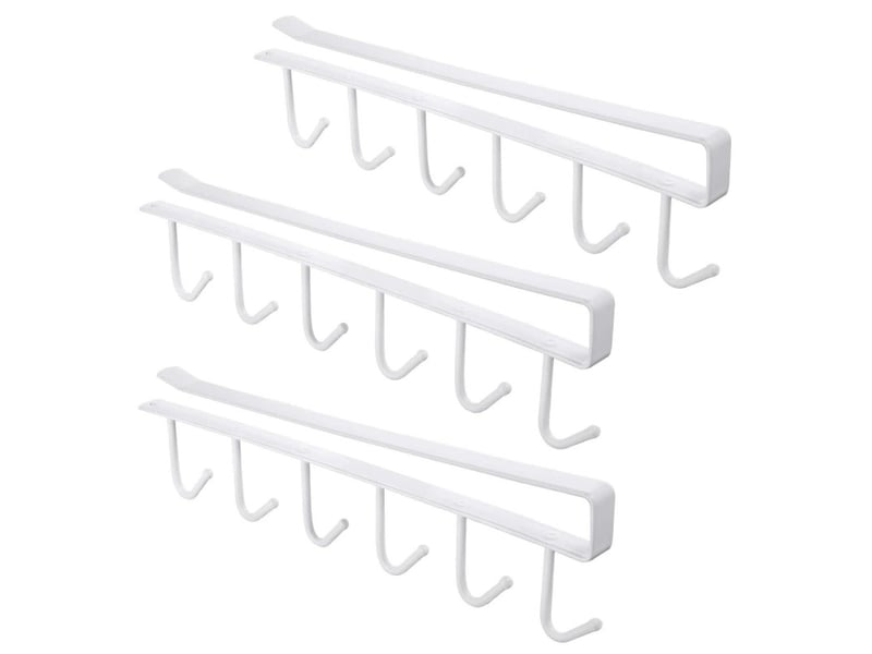  Porte-gobelet à 6 crochets pour tasses, sous armoire de cuisine, sous étagère, rangement, organisateur, étagère pour ustensiles de cuisine, blanc - réf. Szpb846478jjzj  - Conforama A