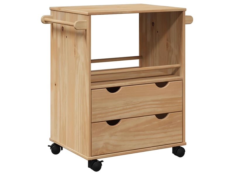  Desserte de cuisine, chariot de rangement otta 59x45x80 cm bois massif de pin shl48700  - Conforama A