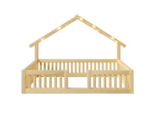 Lit cabane 90x200 cm <strong>KORFEE</strong>  <strong></strong> coloris naturel