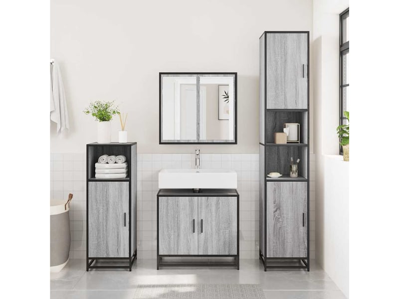  Armoire de lavabo de salle de bain sonoma gris 65x33x60 cm  - Conforama B
