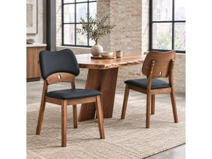 Lot de 2 chaises de salle à manger à dossier papillon  - assise rembourrée bois d’hévéa noir